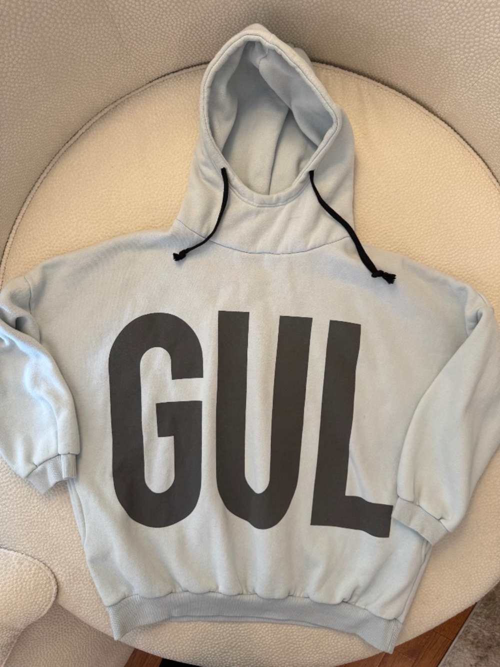 The 어우 GUL Oversized Hoodie Light Blue Korean Streetwear Pullover